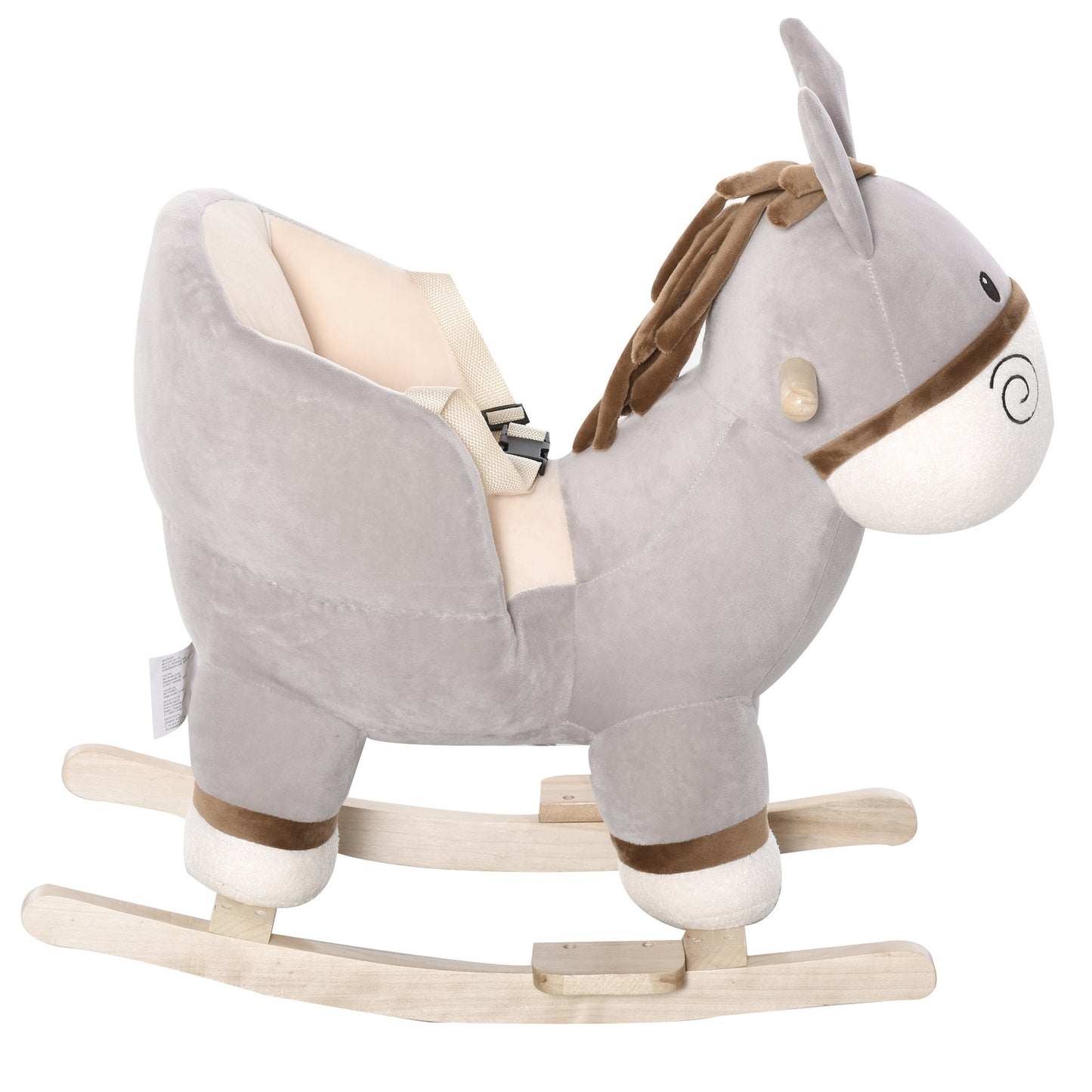 Toddlers Donkey Plush Rocking Ride On w/ Sound Grey