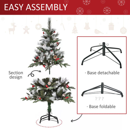 4FT Artificial Snow Dipped Christmas Tree Xmas Pencil Tree Holiday Home Party Decoration with Foldable Feet