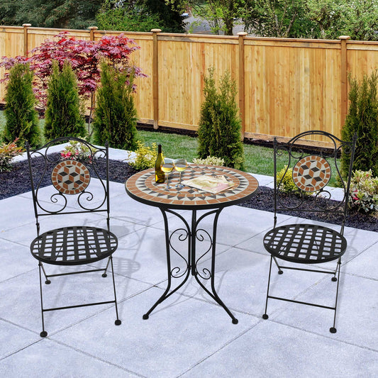 Outsunny 3 Pcs Mosaic Bistro Table Chair Set Patio Garden Dining Furniture Outdoor