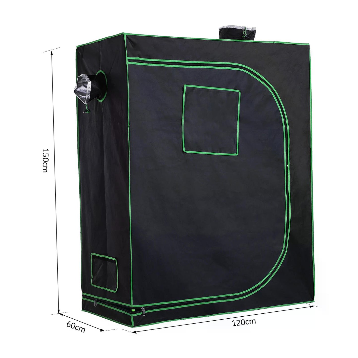 Hydroponic Plant Grow Tent Canopy Indoor Reflective Mylar Green Room 600D Oxford 120L x60W x150Hcm Silver