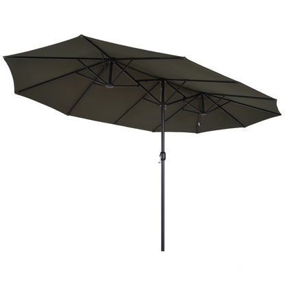 4.6m Double-Sided Patio Parasol Sun Umbrella-Grey