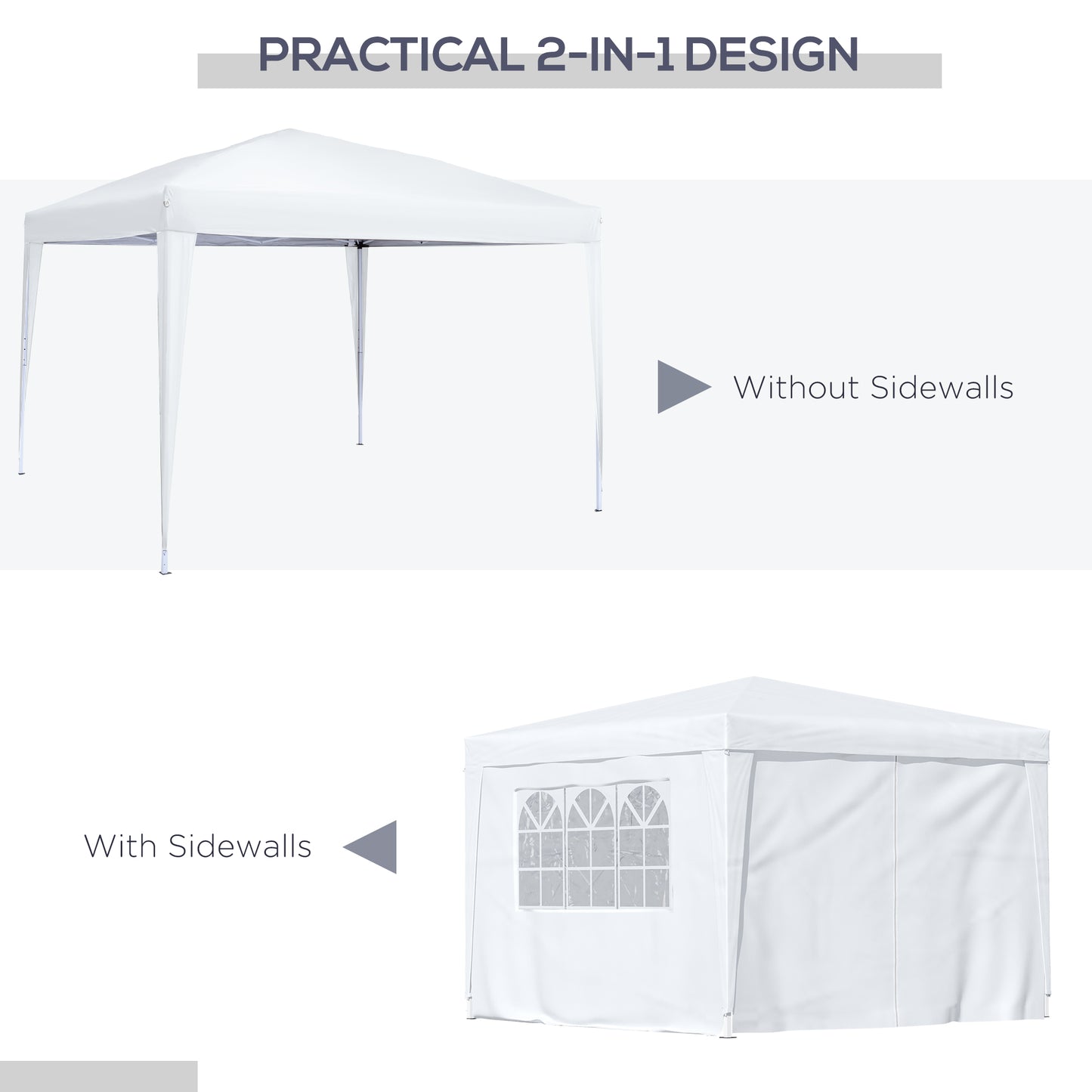 3mx3m Pop Up Gazebo Party Tent Canopy Marquee Waterp Resistant Free Storage Bag White