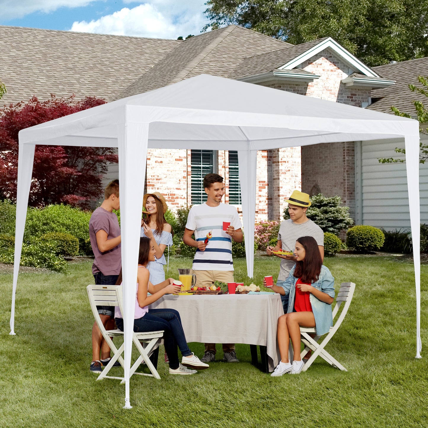 2.7 x 2.7m Garden Pop-up Gazebo Marquee Party Tent Wedding Canopy Outdoor(White) Patio