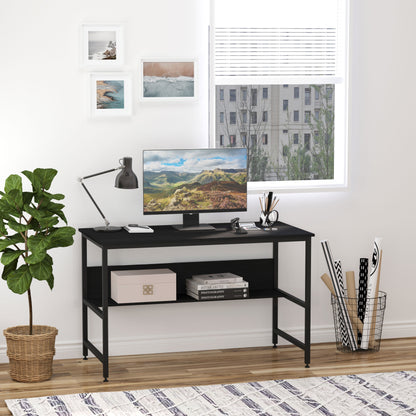 HOMCOM Black Wood Desk, Rectangle, 