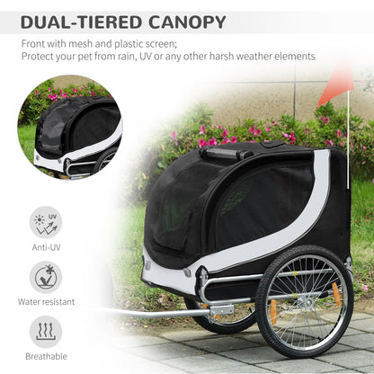 Dog Bike Trailer, Folding,  Pet Bicycle Jogger Travel Carrier-Black & White