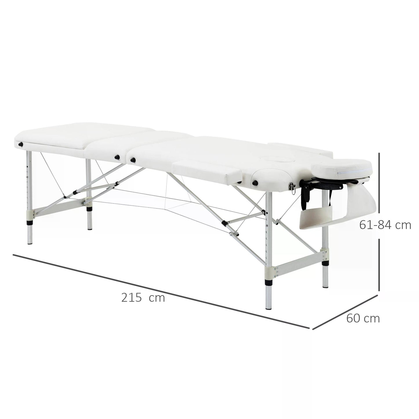 Portable Massage Table PVC Upholstered w/ Carry Case White