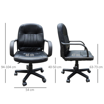 Homcom Black Leather Desk Chair, Swivel Pu Leather Office Chair