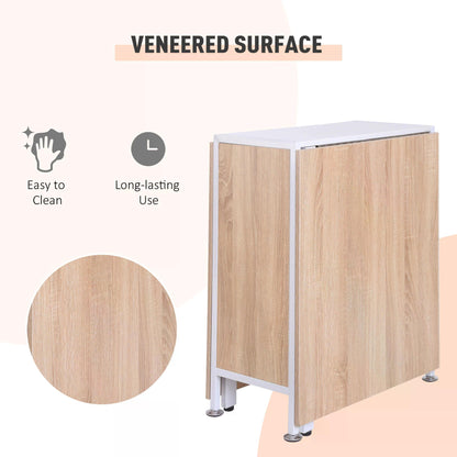 Drop Leaf Table with Storage Shelves-Oak/White Colour