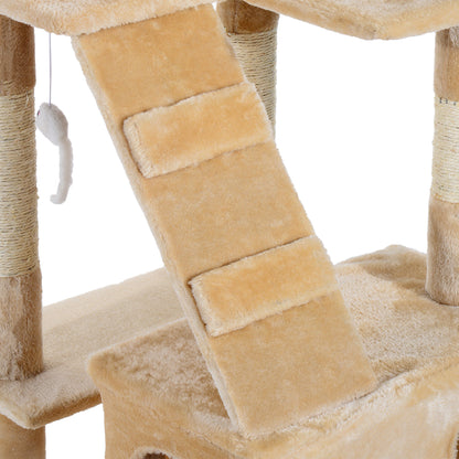 170cm Cat Tree Cat Tower Scratching Post Portable Climbing Tree Activity Center Cream