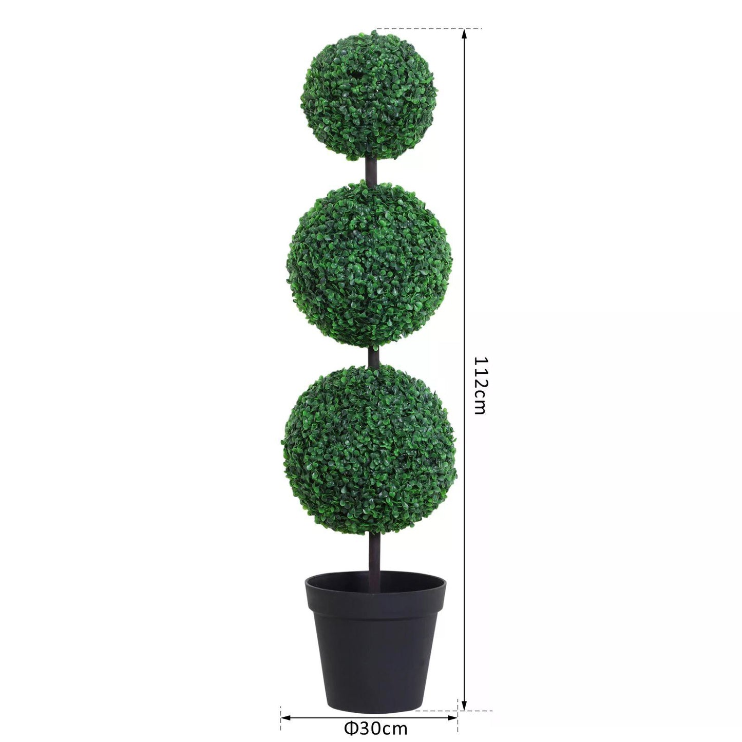 Ball Artificial Plants, PE, Set of 2, Boxwood Three Balls Topiary Plant Tree's Green