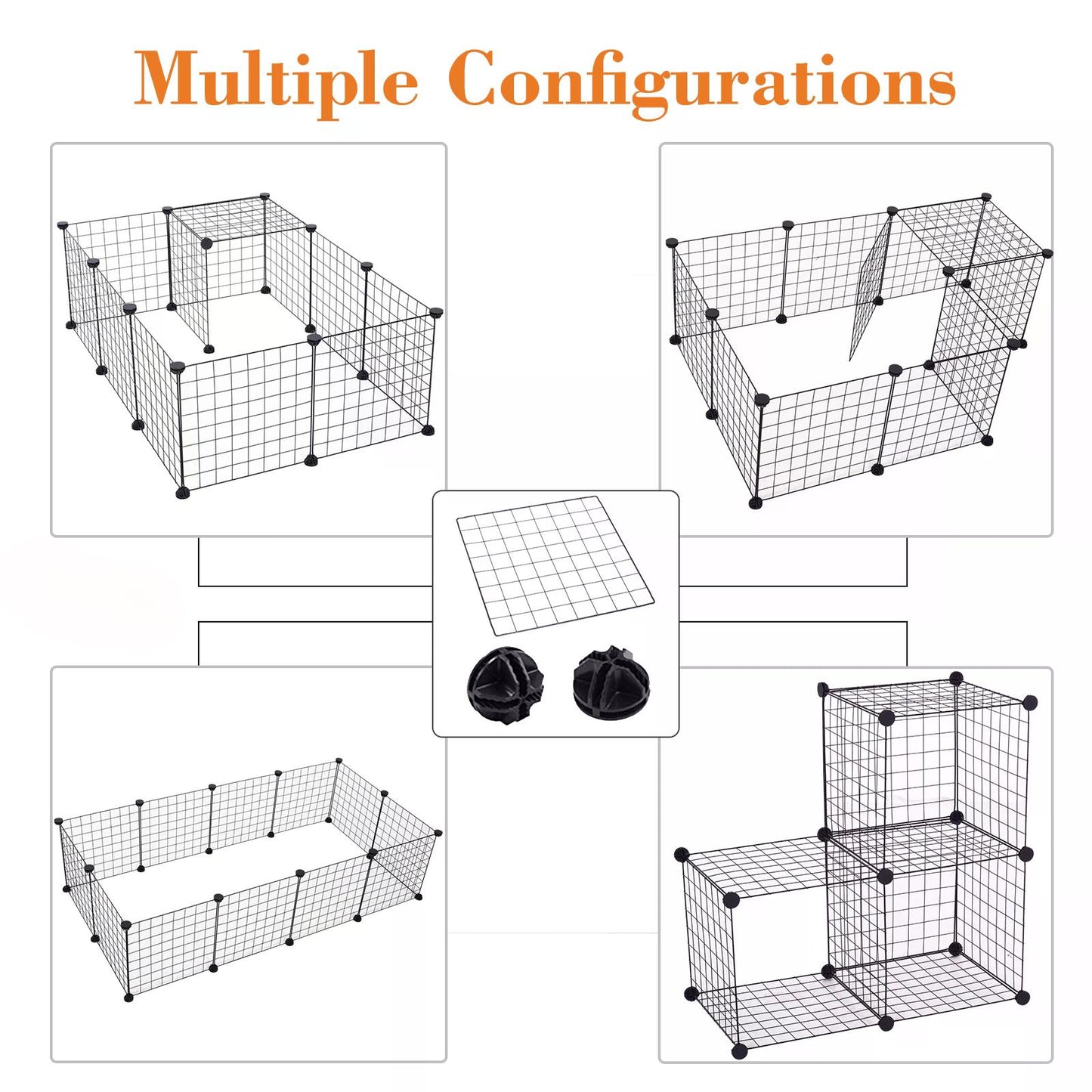 Dog Playpen, Dog Pen Indoor, DIY, Metal Wire Fence 12 Panel Enclosure Indoor Guinea Pig Rabbit Small Animals Cage Black