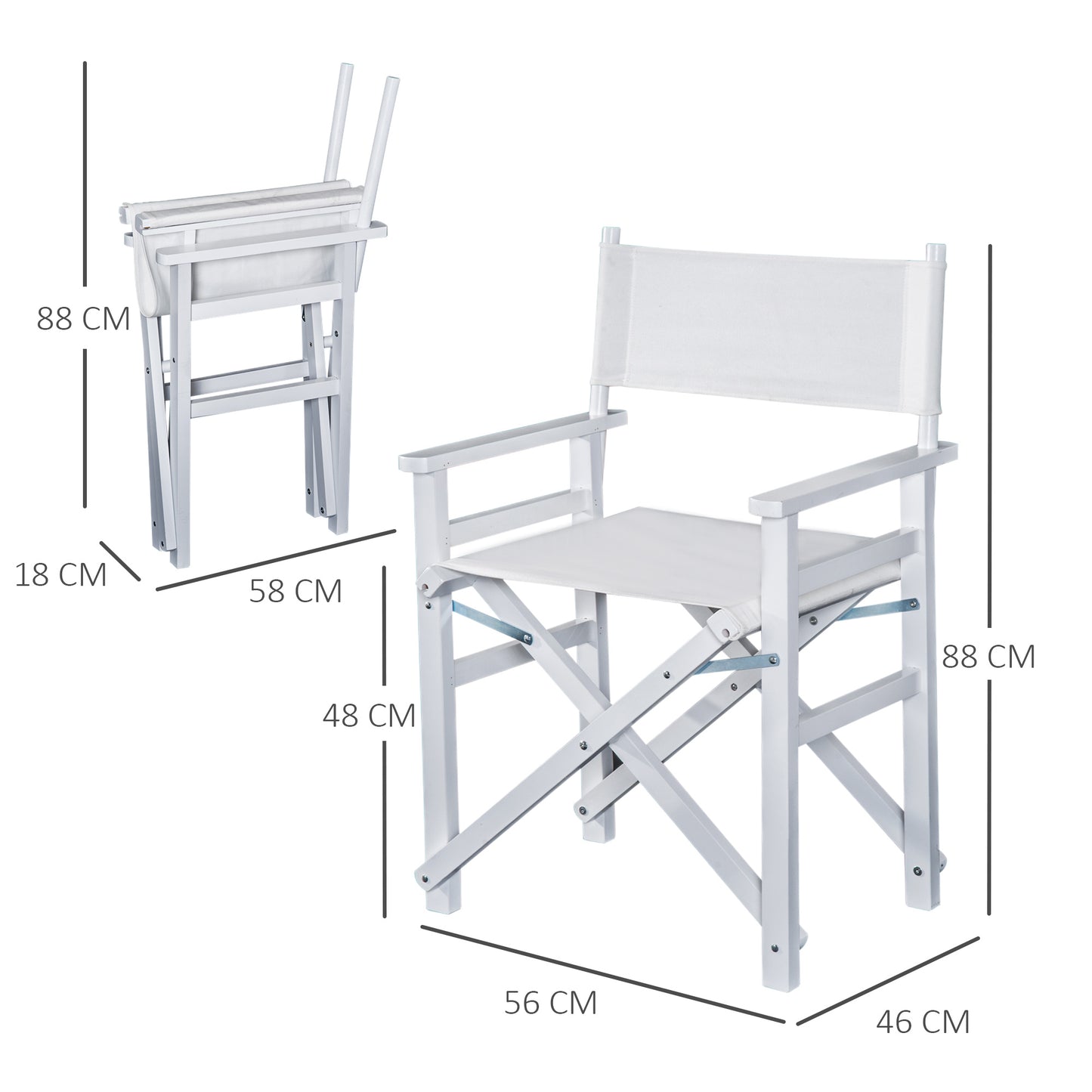 Director's Chair, Oxford Fabric, for Outside Beech,56L-White