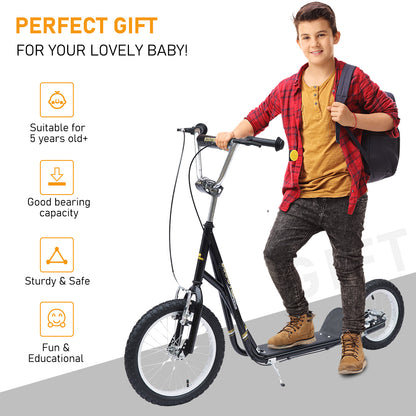 Bicycle Scooter, Kick Scooter for Kids, Big Wheel, 12" Tyres Ride On-Black