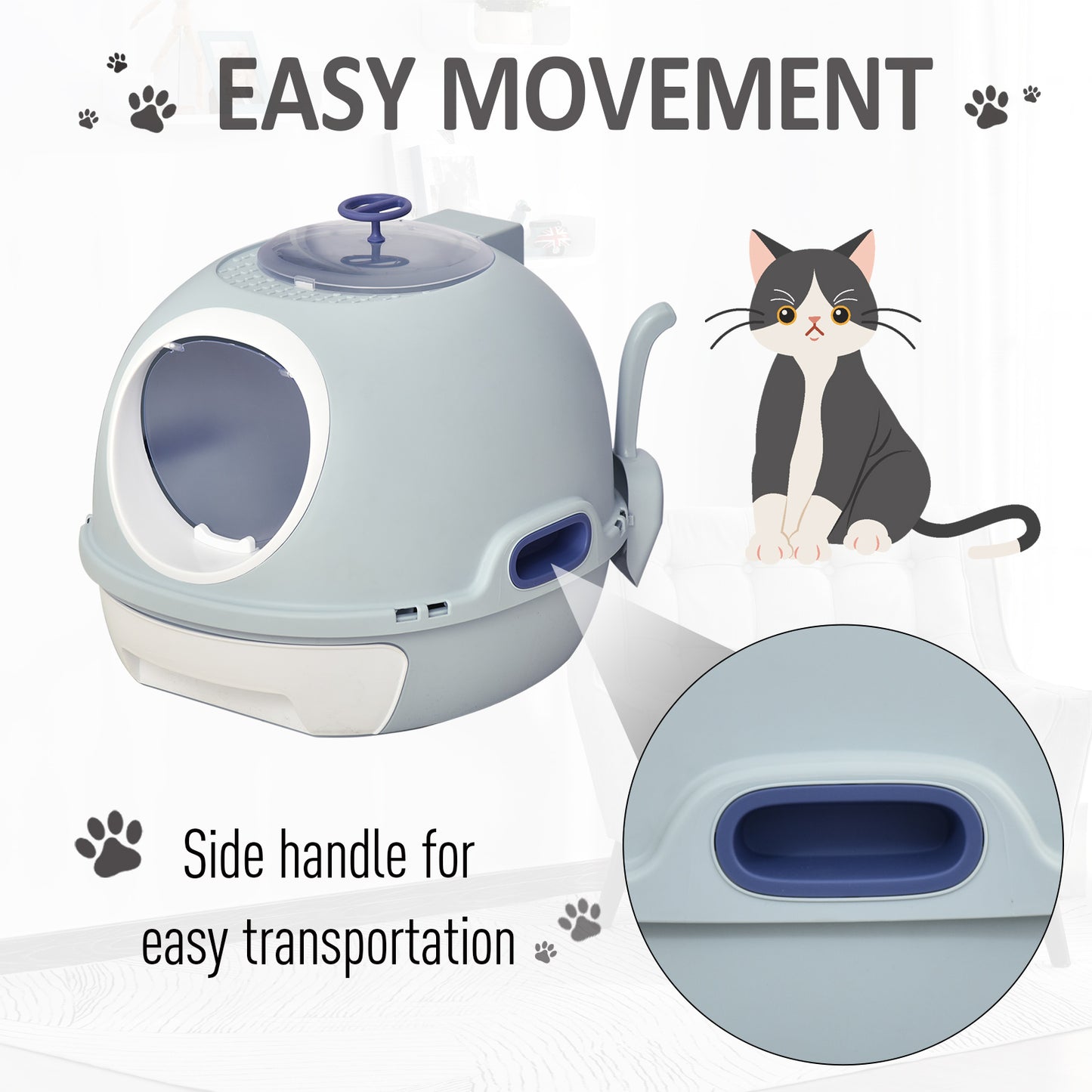 Cat Litter Box With Litter Scoop, Drawer-Type Easy To Clean, Skylight, Light And Easy To Move