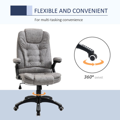 High Back Office Desk Chair, 135° Reclining, with Adjustable Height, Grey