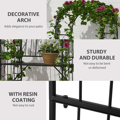 Garden Arch Bench Outdoor Patio Trellis Arbor for Climbing Plant Antique Black