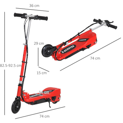 Kids Electric Scooter Folding Bike 7-14 Battery E-Scooter Adjustable Height PU Wheels Red