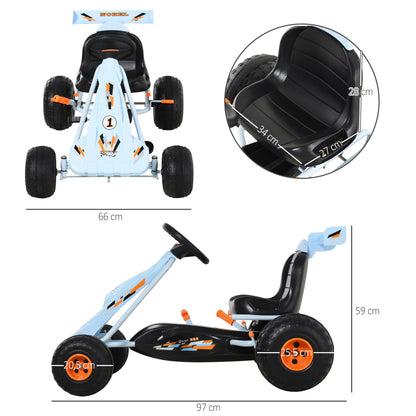 Homcom Childs Pedal Go Kart, For Kids Children'S Go Karts Kids Pedal Cart  Adjustable Seat PP - Blue/Orange