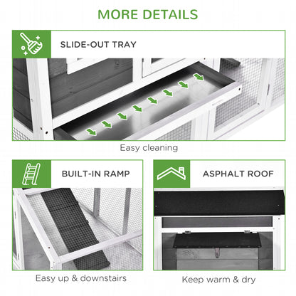 Hen Coop Backyard with Comfortable Nesting Box Run Ramp Sliding Tray