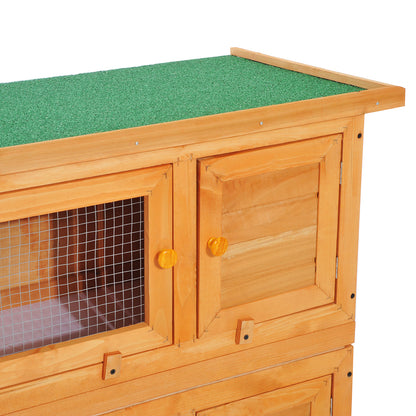 Rabbit House, 90cm 2 Tiers, Wooden Pet Cage W/ Run Bunny House