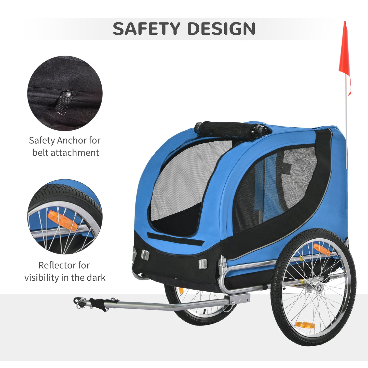 Folding Bicycle Pet Trailer W/Removable Cover-Blue