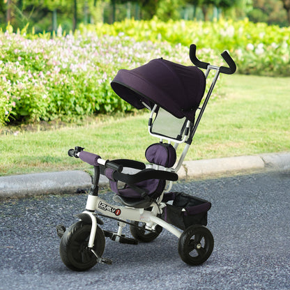 Baby Tricycle W/Handle-White/Purple