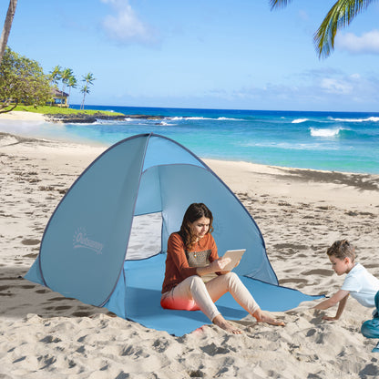 2 Person Pop up Beach Tent Hiking UV Protection Patio Sun Shade Shelter (Blue) Instant Camping Portable Automatic Carry Case