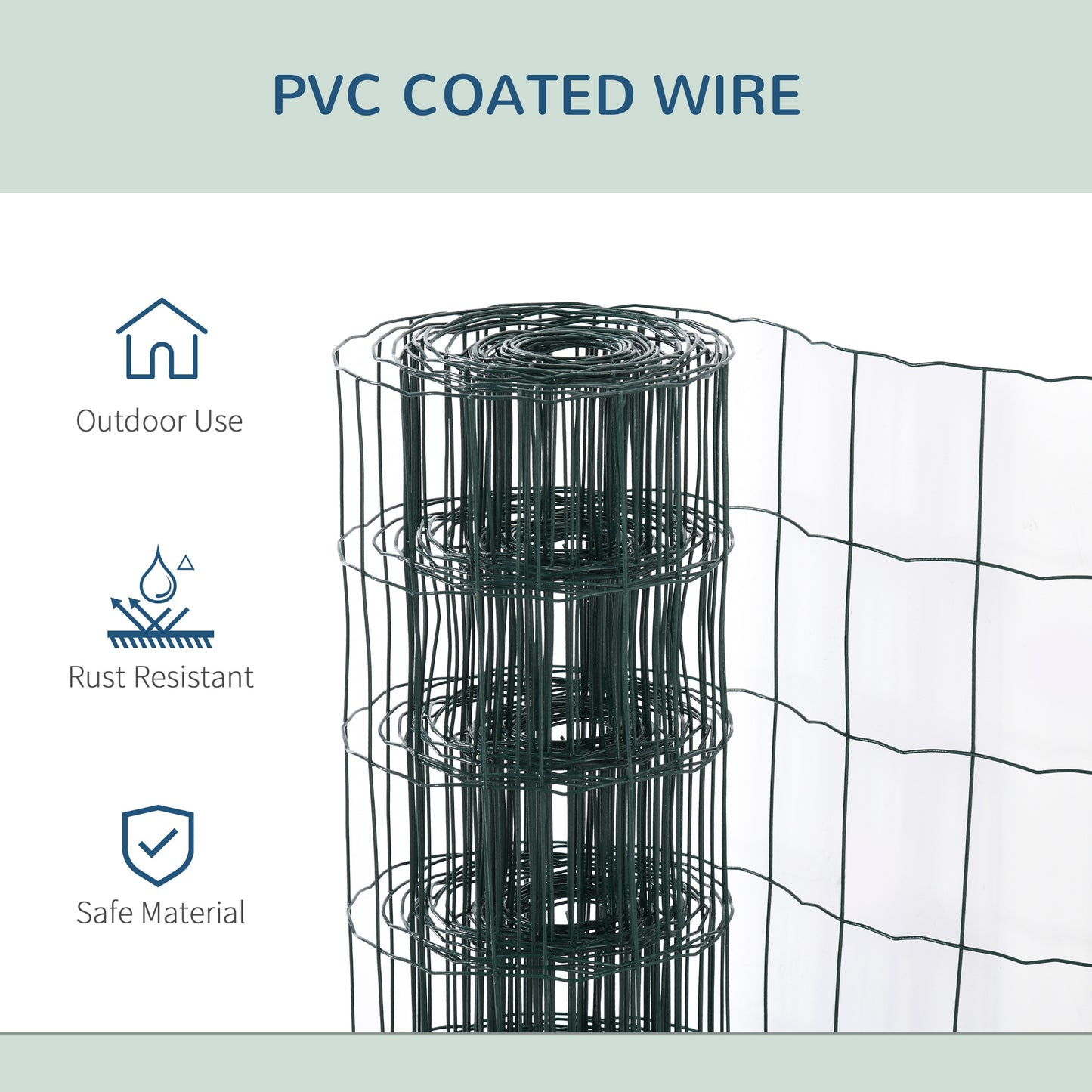 Chicken Wire Fence, 1m x 10m, Foldable, PVC Coated Welded Garden Fence Roll Poultry Netting for Rabbit