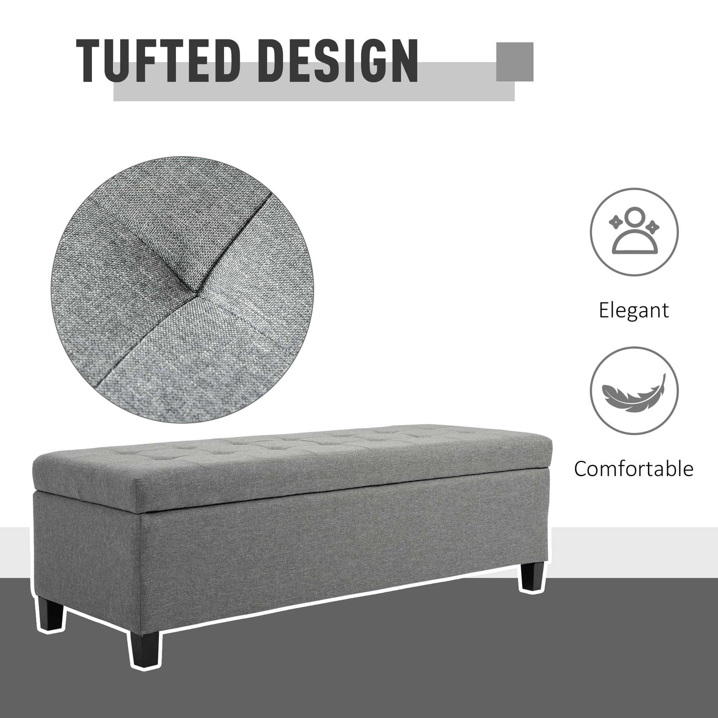 Microfibre Upholstered Tufted Ottoman Grey