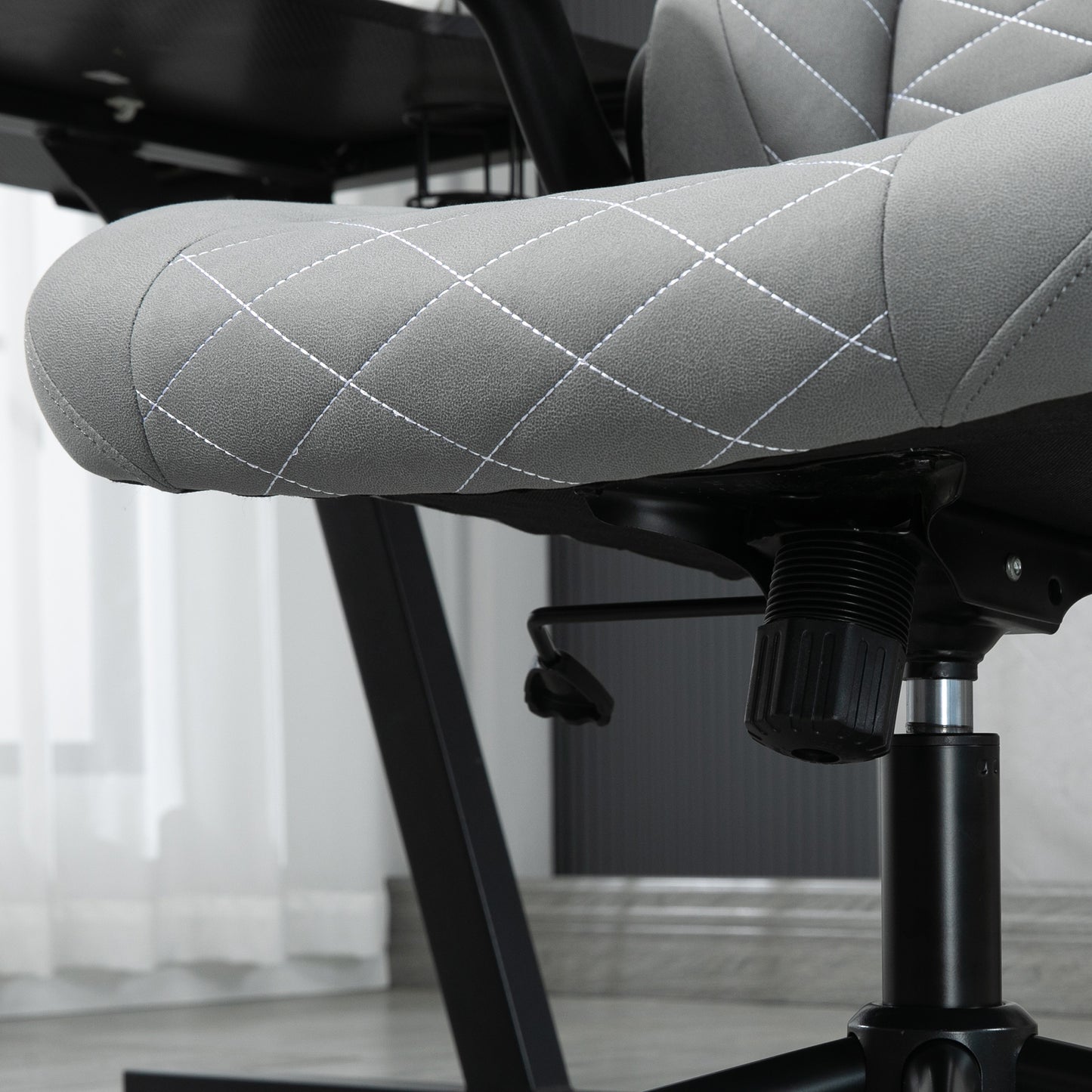 Home Office Chair, High-Back Computer Chair with Flip Up Armrests, Swivel Wheels and Adjustable Height, Light Grey