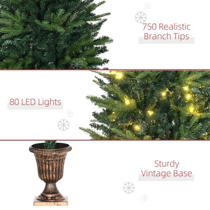 1.2m Christmas Tree Spruce Entrance Décor 750 Tips W/ Clear LED Lights Vase Base