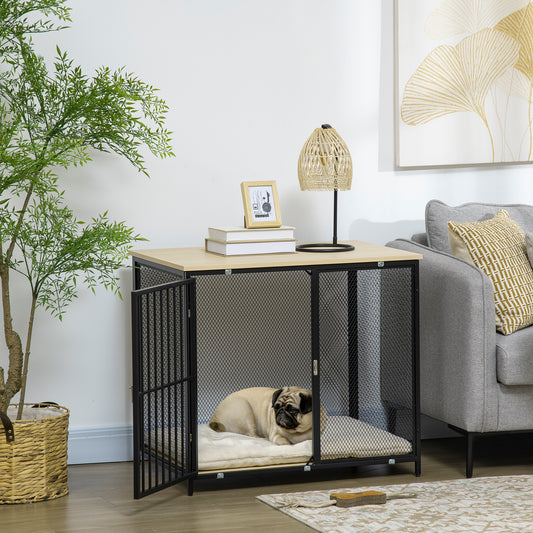 PawHut Dog Cage Side Table, with Cushion, for Small and Medium Dogs 