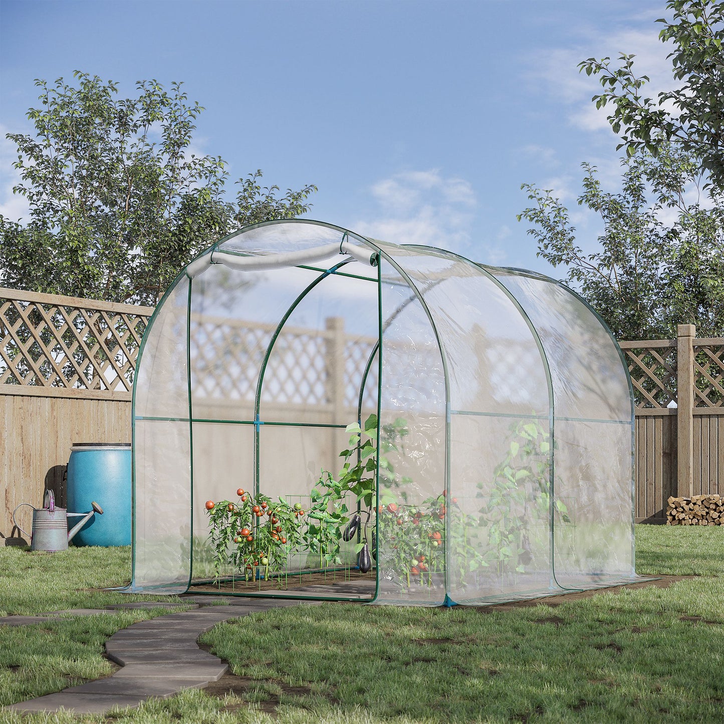 Outsunny Walk in Transparent Greenhouse, Steel Frame, S size 