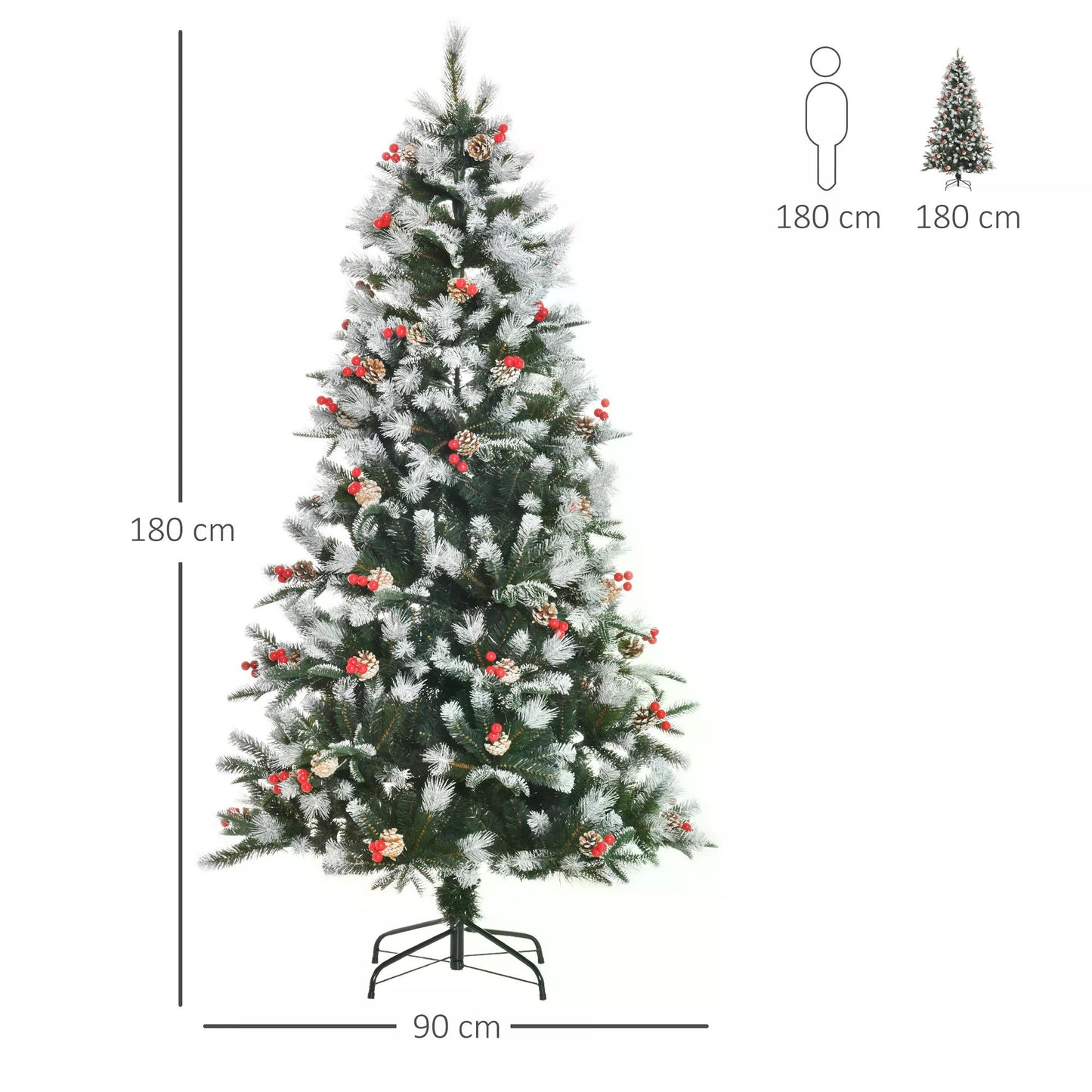 6FT Artificial Snow Dipped Christmas Tree Xmas Pencil Tree Holiday Home Party Decoration with Foldable Feet