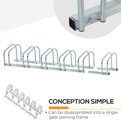 6-Bike Floor Parking Stand Silver