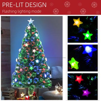 5ft Green Fibre Optic Artificial Christmas Tree W/ Stars