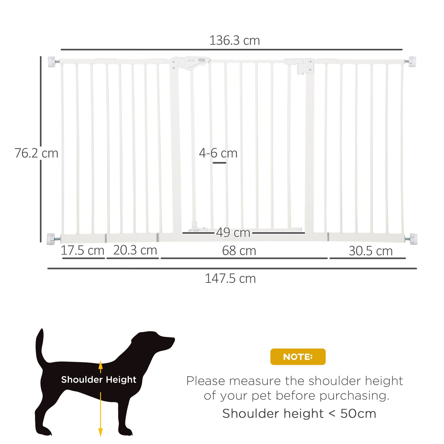 Retractable Dog Gate,  Auto Close for Doorway Hallway, 74-148cm Wide Adjustable, White