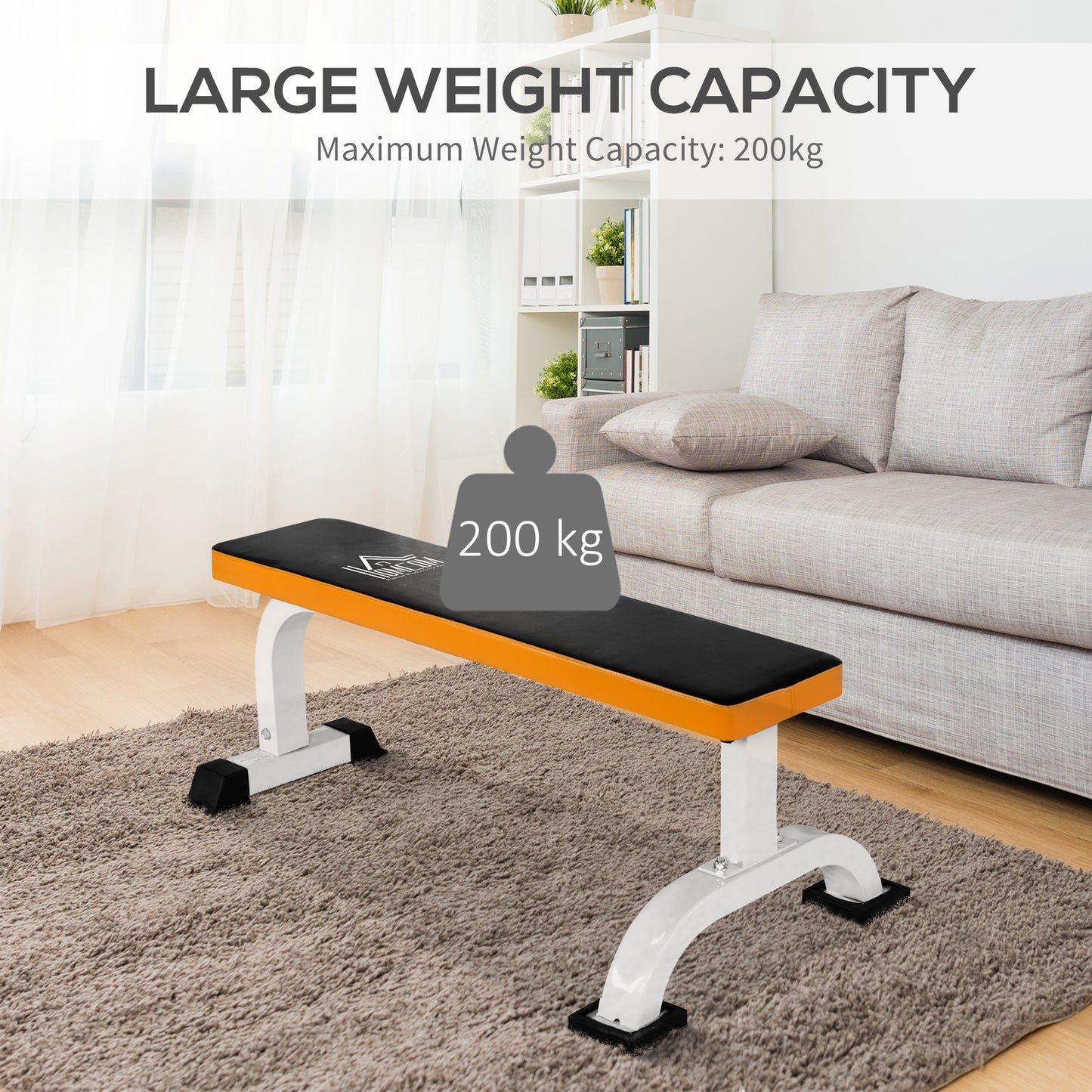 Fitness Flat Bench-Black/Orange