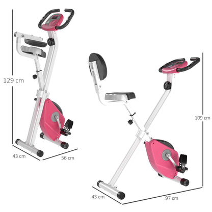 Exercise Bike for Home, Magnetic Resistance Foldable w/LCD Monitor Adjustable Seat Heart Rate Food Straps Foot Pads Workout