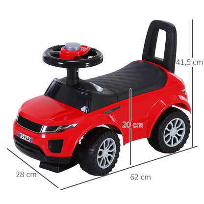 3-in-1 Ride-On Car Walker Stroller Push-Along w/ Horn Wheel & Under Seat Storage Red