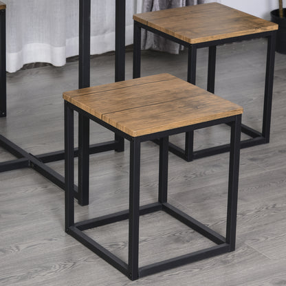 MDF Topped Steel 5-Piece Dining Table w/ 4 Stools Set Black