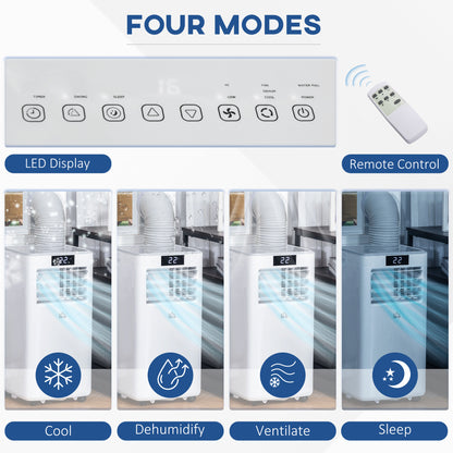 8000 BTU 4-In-1 Compact Portable Mobile Air Conditioner Unit Cooling Dehumidifying Ventilating w/Fan Remote LED Display 24 Hr Timer  Aosom IE