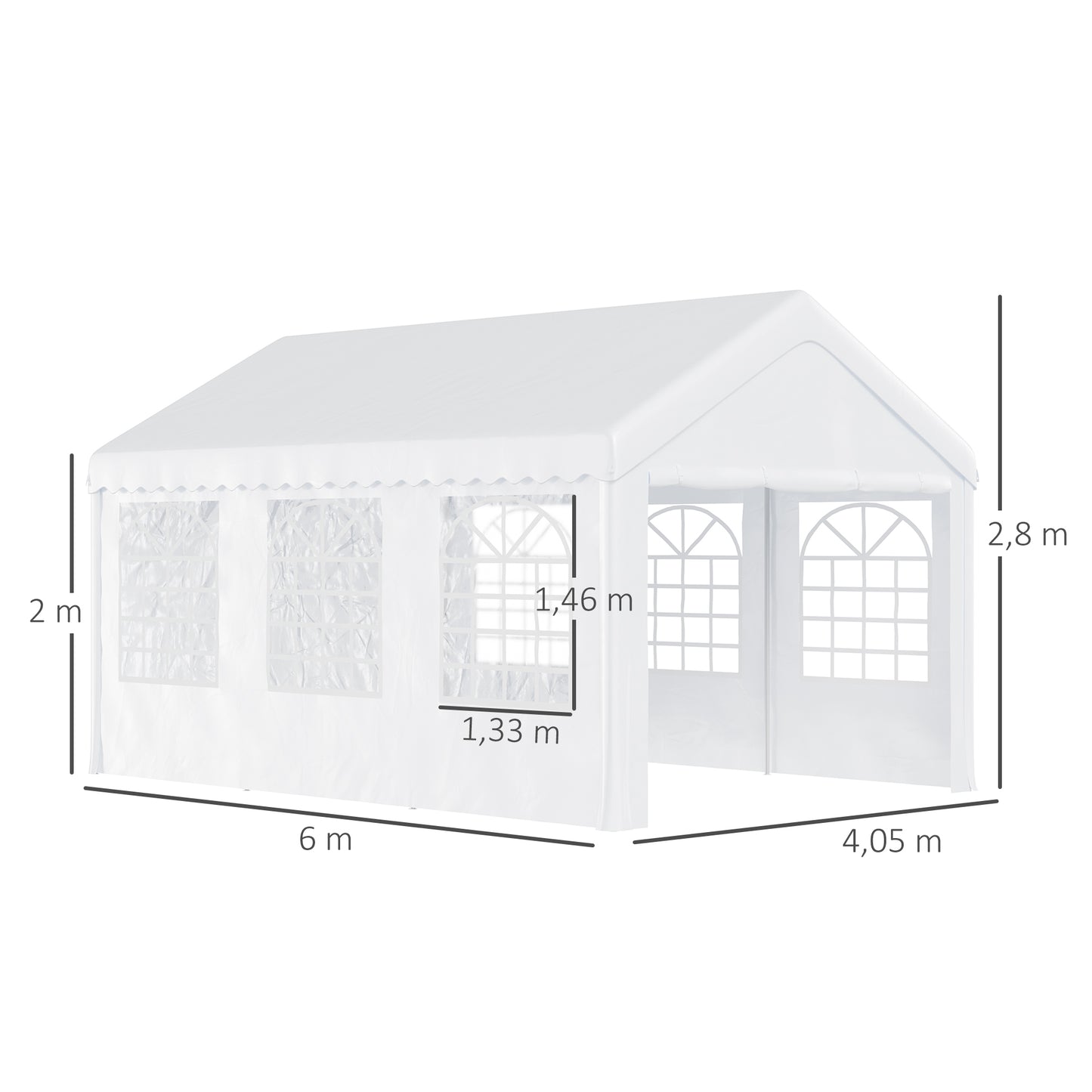 Pop Up Gazebo Garden Gazebo, Steel Frame, Water Resistant, size 6x4 m-Whtie