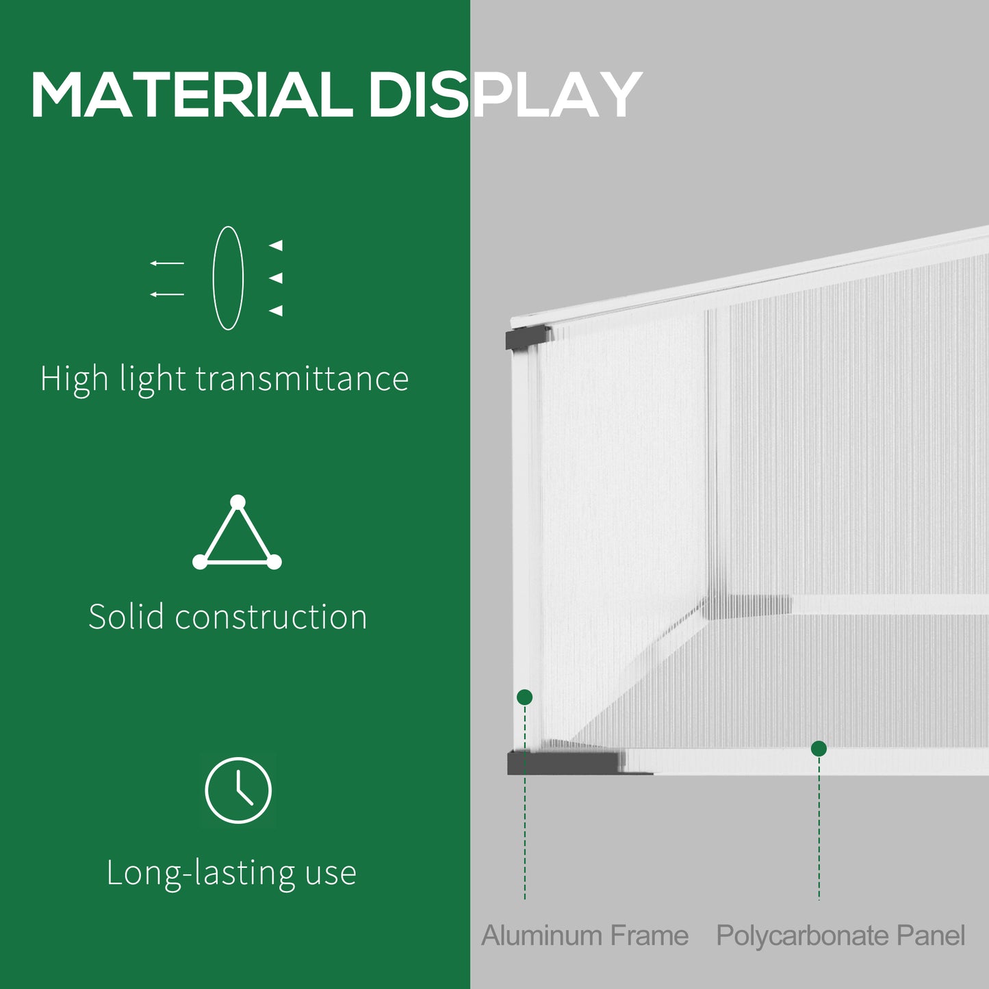 Polycarbonate house Aluminium Cold Frame Grow House w/ Independent Opening Tops for Flower Vegetable Plants