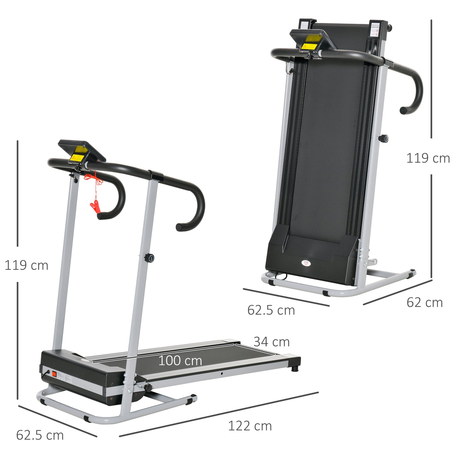 Electric Treadmill, 500W, 28kg-Black/Grey