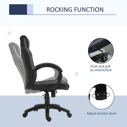 Homcom Black Leather Desk Chair, 360 degree Swivel, Height adjustable, w/Head Support