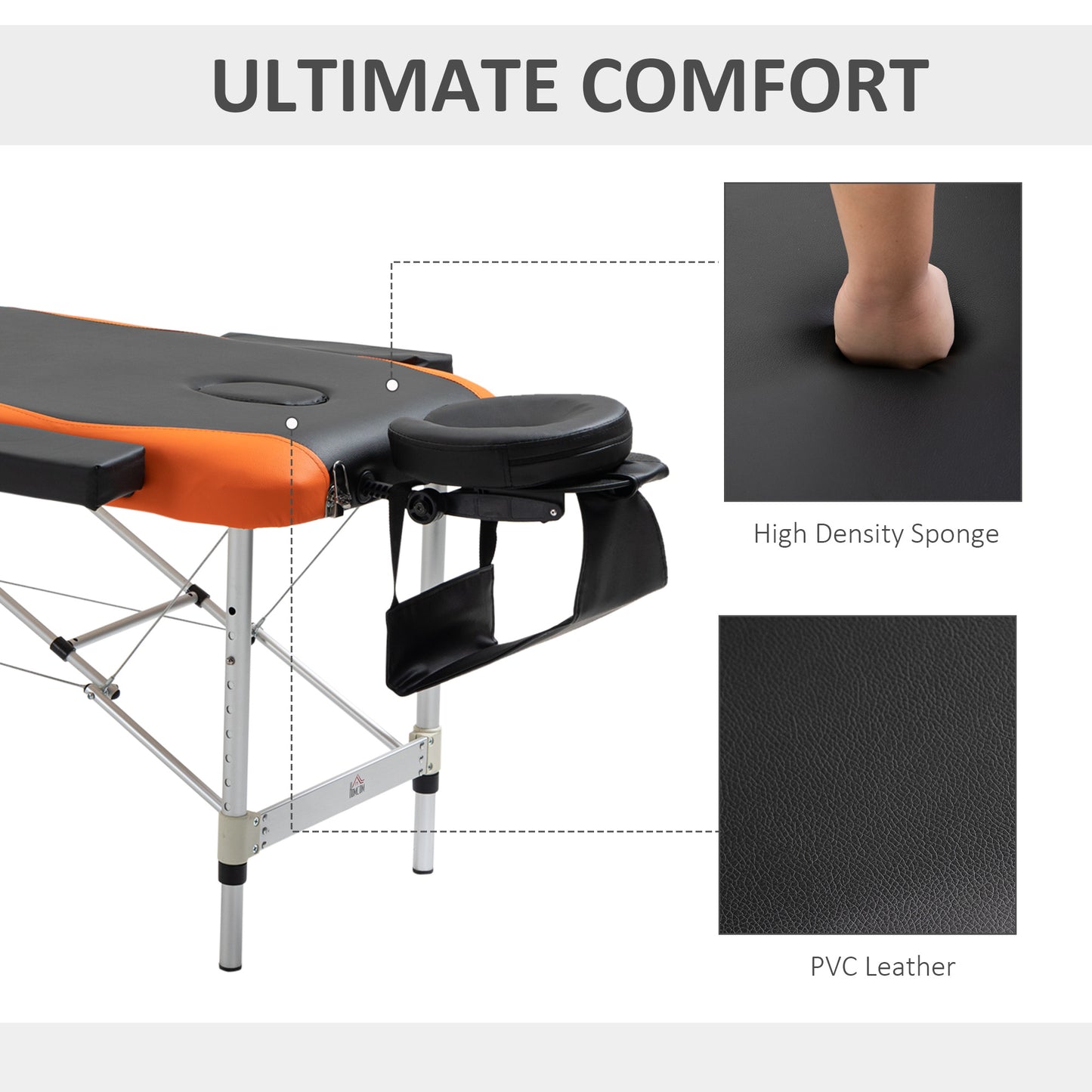 Professional Portable Massage Table W/ Headrest-Black/Orange