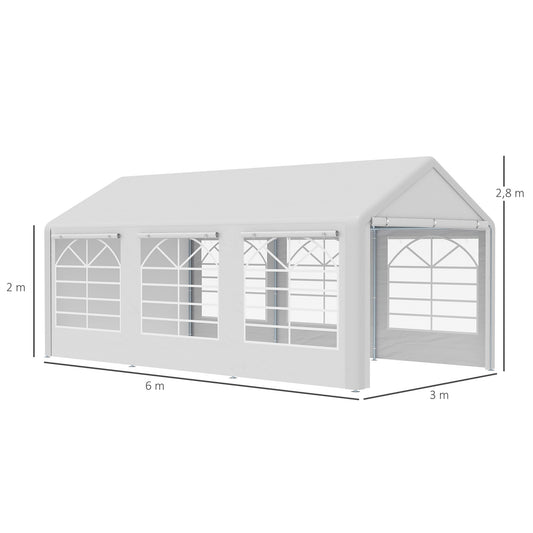 Outdoor 10 x 20ft  Carport & Party Tent Canopy with Removable Sidewalls, Portable Garage Tent Boat Shelter w/Windows White