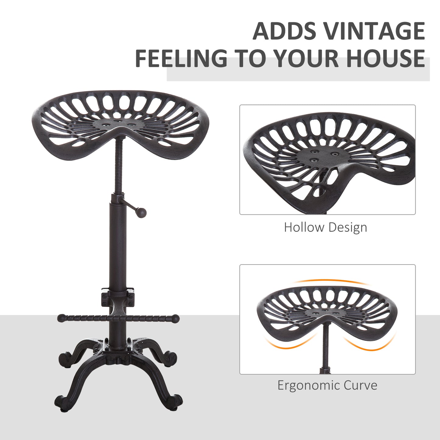 Adjustable Cast Iron Bar Stool