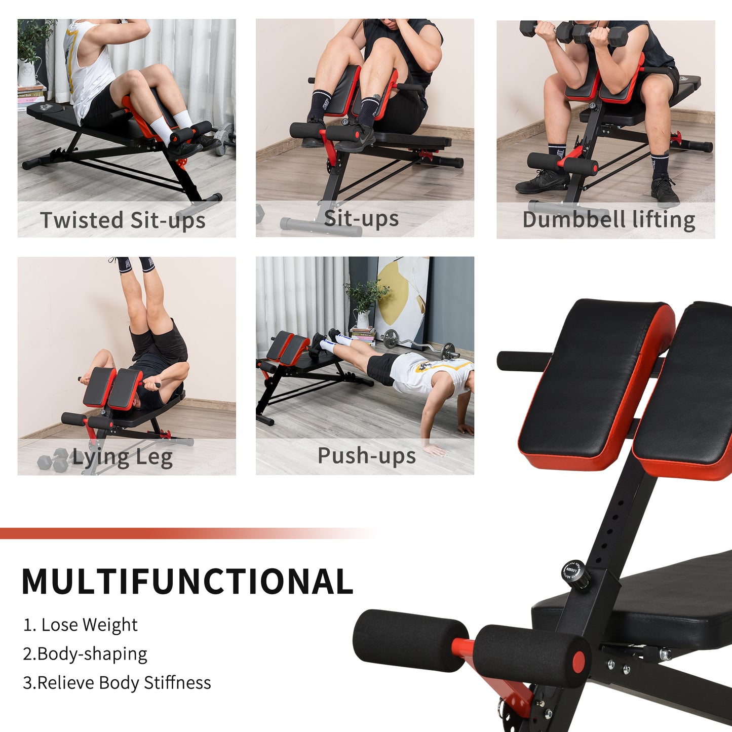 Multifunctional Hyper Dumbbell Bench Indoor Fitness Machine Weights Work Out Ab Sit Up Decline Flat Sit up